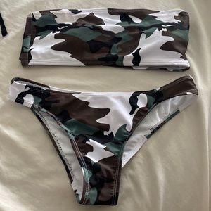 camo strapless bikini set